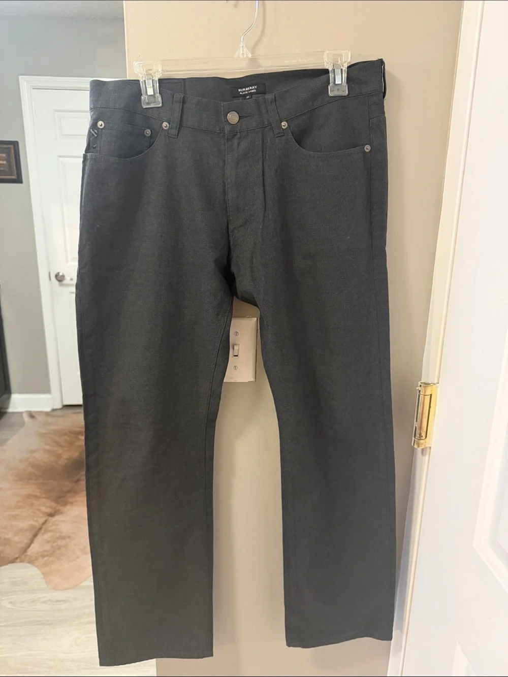 Vintage Burberry Black Label Men's Washed Black Denim Jeans 34/30